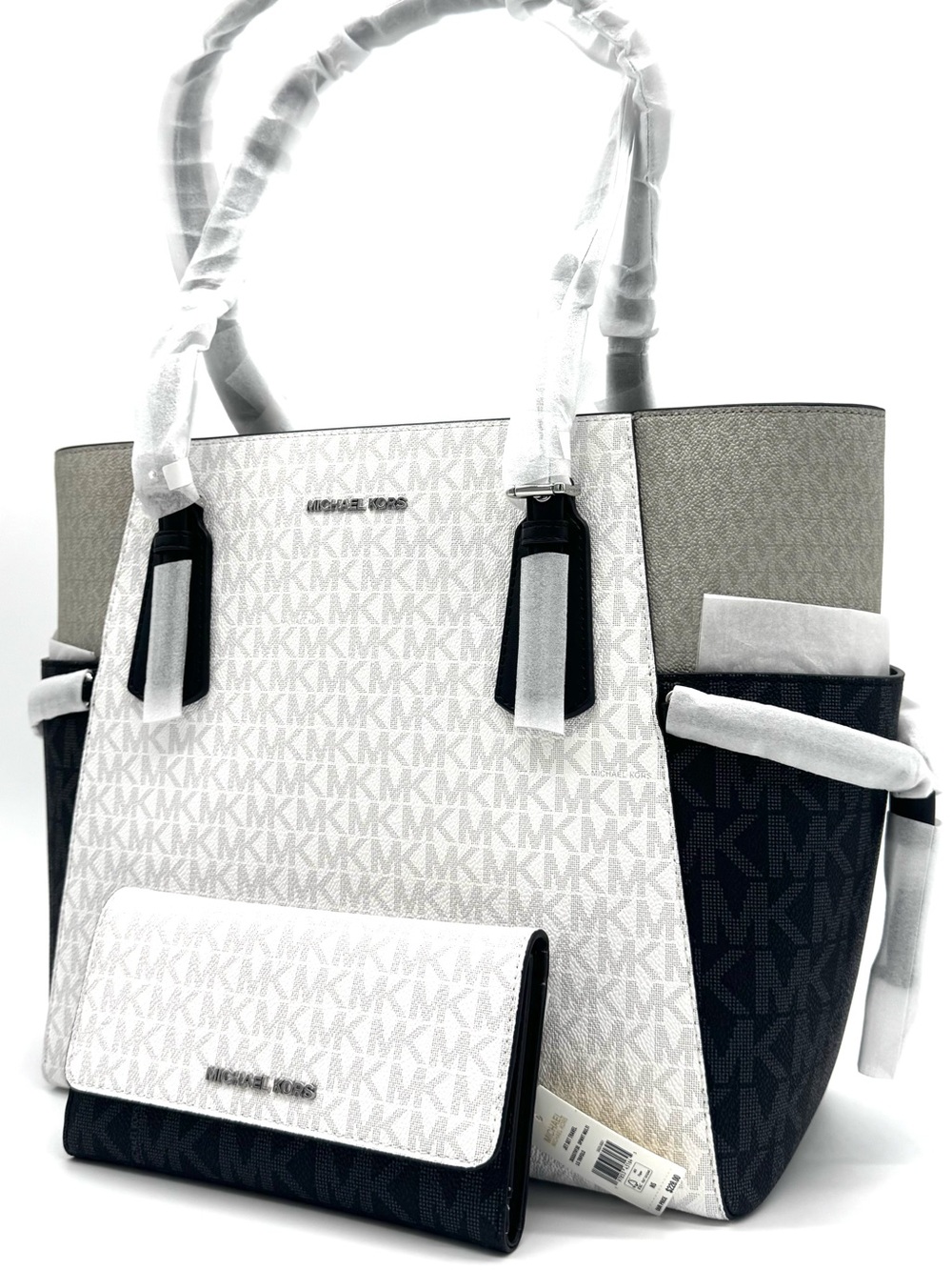 Michael Kors Voyager Large Color-Block Logo Tote Bag w Matching Trifold Wallet
